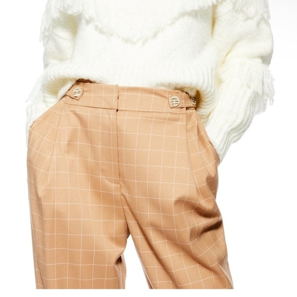 Topshop Tan Checkered Pants - Picture 1 of 7